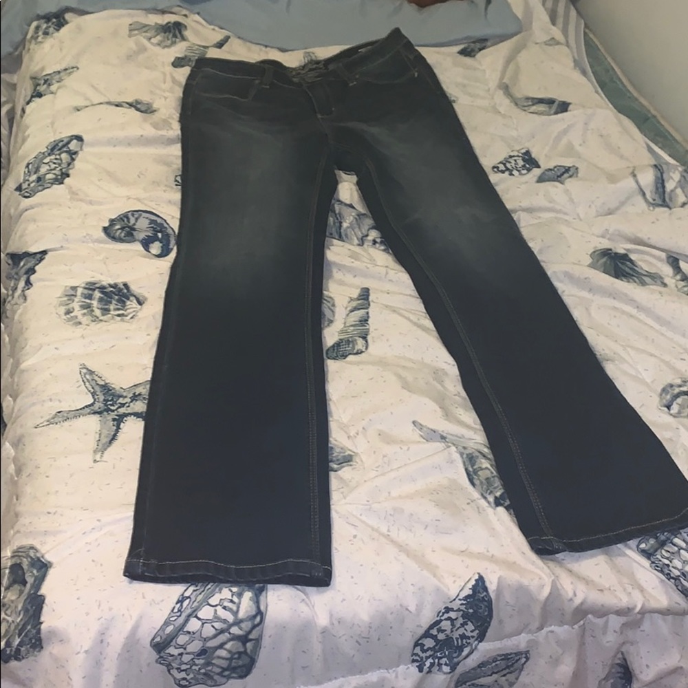 Mid rise straight leg jeans